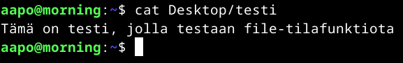 Testi-tiedostossa oikea sisältö
