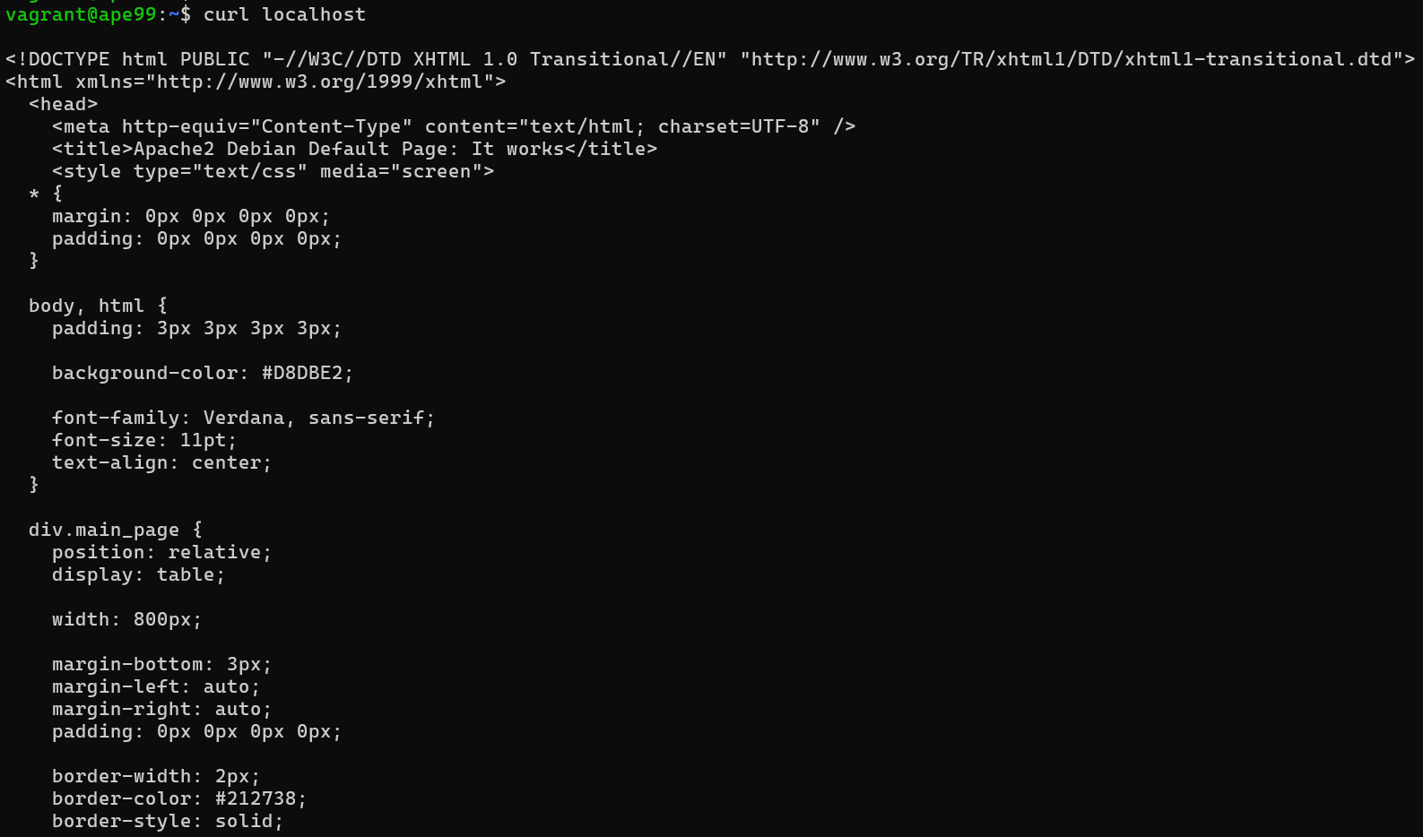 Curl localhost