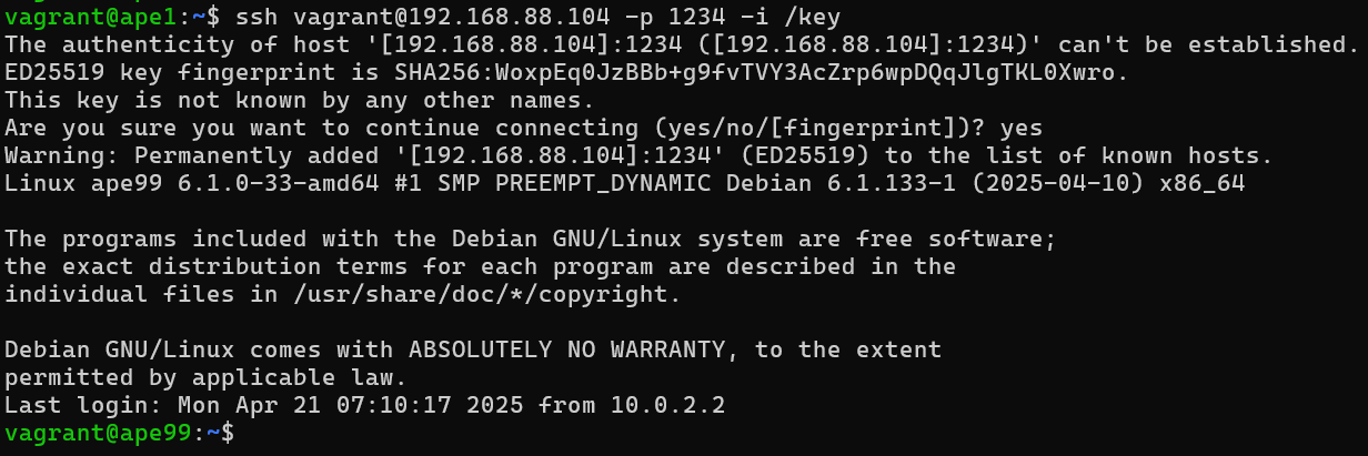 Ssh-yhteys onnistui