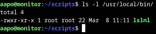 Kopioitu script polussa /usr/local/bin/